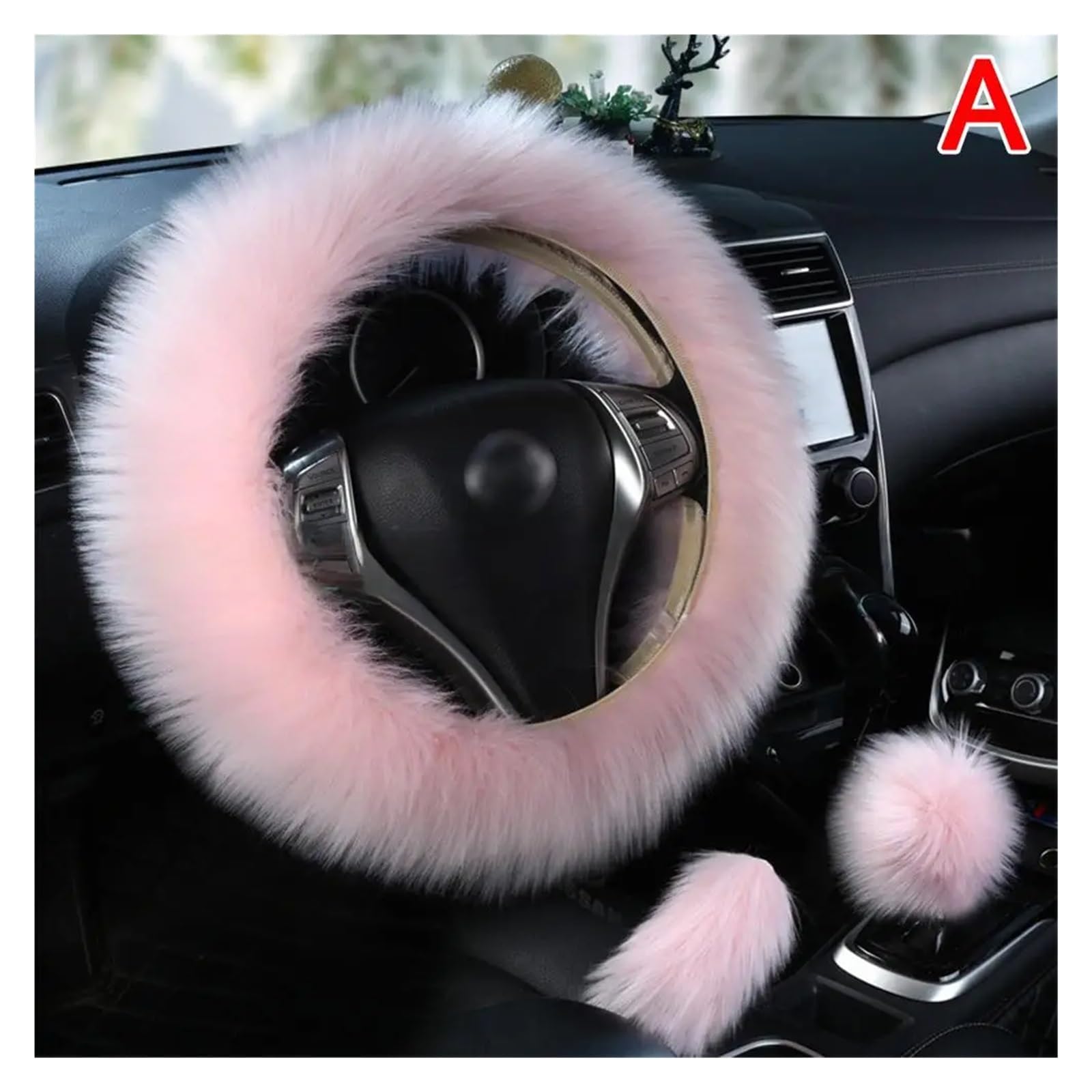 GUYTRM Luxuriöser Plüsch-Lenkradbezug aus weichem Kunstfell, Winterschutz for Auto-Lenkrad, schön und vielfältig lingli(Rosa) von Aqxyxsw