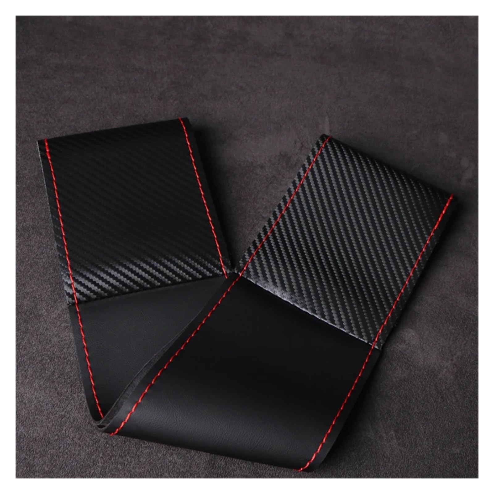 GUYTRM Matte Carbon Faser Leder Auto Lenkrad Abdeckung Hand Nähen Mit Nadel Faden Auto Lenkung Wrap Langlebig Tragen-beständig lingli(Black Red Thread) von Aqxyxsw