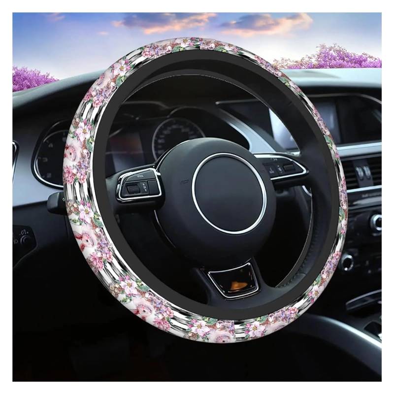 GUYTRM Rutschfester Lenkradbezug mit Leopardenmuster, Wildtier, Schneeleopard, Neopren, Auto-Lenkradbezüge, Grip Automotive lingli(Easter Bunny) von Aqxyxsw