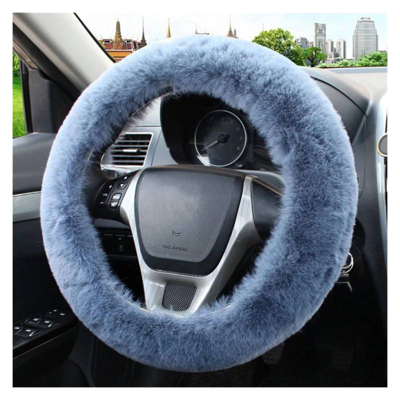 GUYTRM Universal 36-39cm Auto Lenkrad Abdeckung Winter Flauschigen Kaninchen Haar Abdeckung for Lenkrad Heizung Hände Auto lenkung Wrap lingli(Gris) von Aqxyxsw