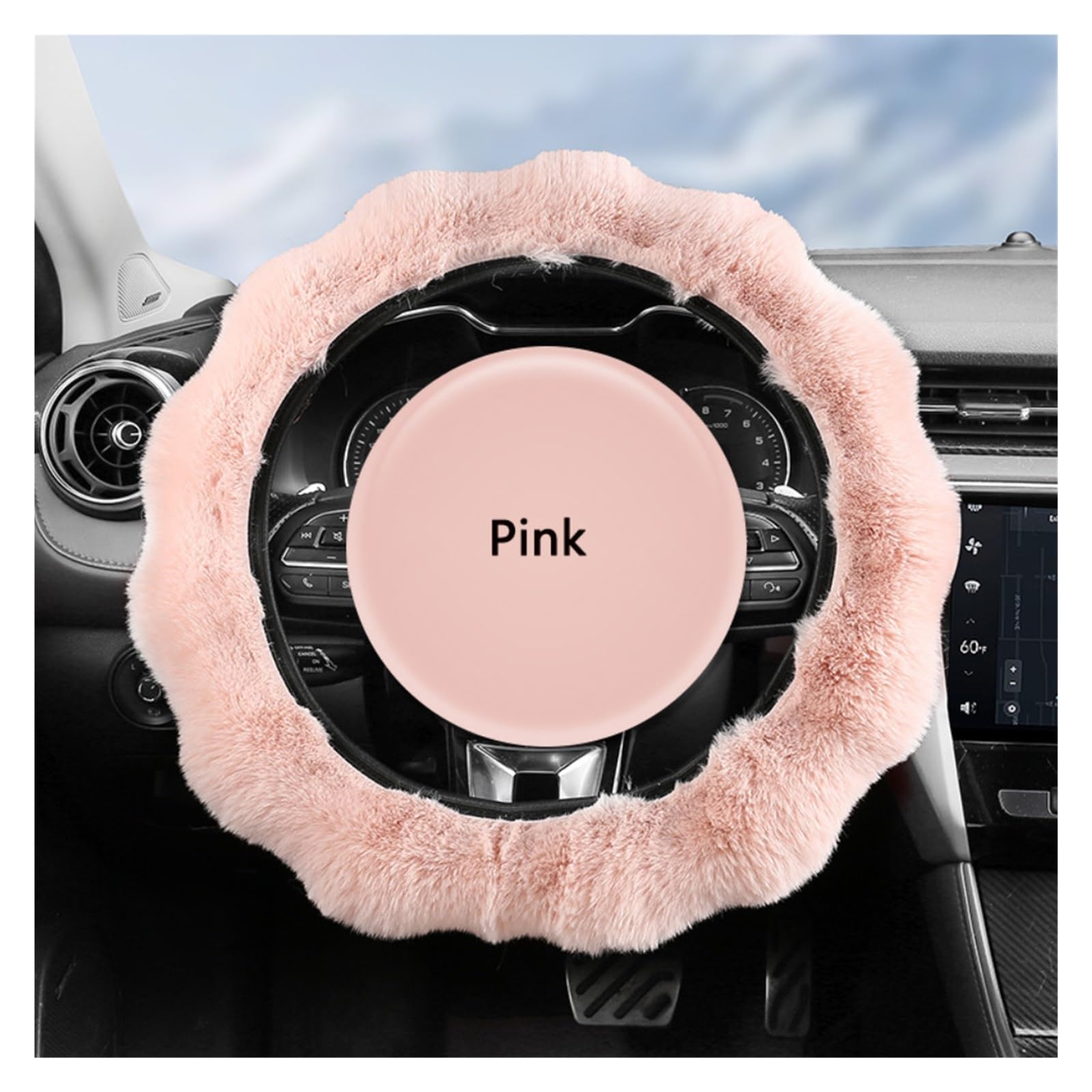 GUYTRM Weicher, Flauschiger Auto-Lenkradbezug, Plüsch-Winter-Warmer Lenkgriffbezug, Rutschfester Lenkradschutz lingli(Rosa) von Aqxyxsw