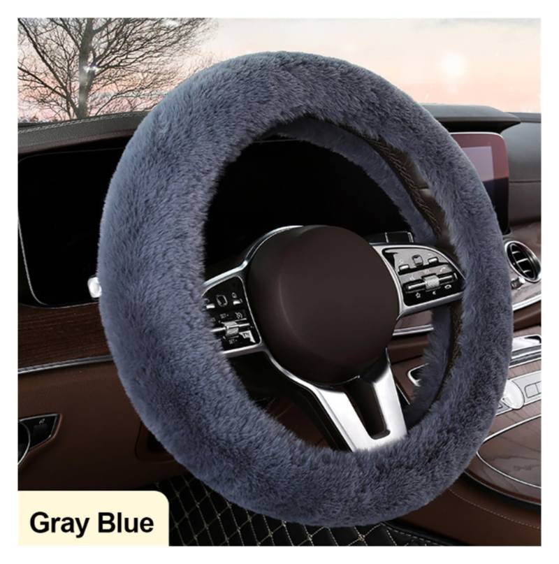 GUYTRM Winter Universal Auto Lenkrad Abdeckung Natürliche Pelz Elastische Plüsch Abdeckung for 38 cm Durchmesser Lenkrad Auto Zubehör lingli(Grigio) von Aqxyxsw