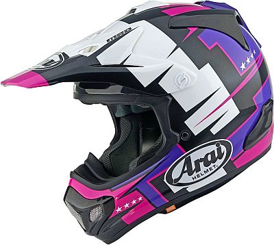 Arai MX-V EVO Battle, Motocrosshelm - Schwarz/Weiß/Pink/Lila - L von Arai