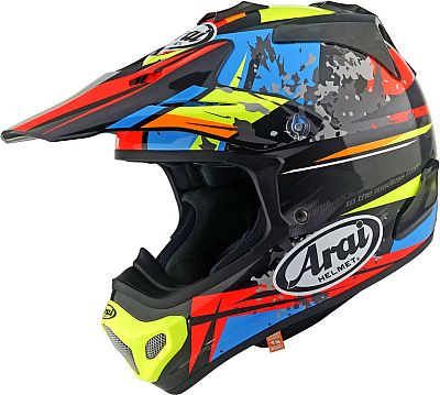 Arai MX-V EVO Track, Motocrosshelm - Schwarz/Gelb/Blau/Rot - M von Arai