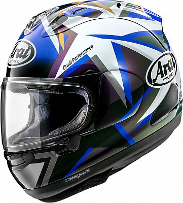 Arai RX-7V Evo MVK Stars, Integralhelm - Schwarz/Weiß/Blau/Gold - S von Arai