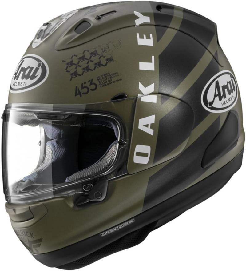 Arai RX-7V Evo Maverick Oakley Helm, Oliv matt/schwarz, S (55/56) von Arai