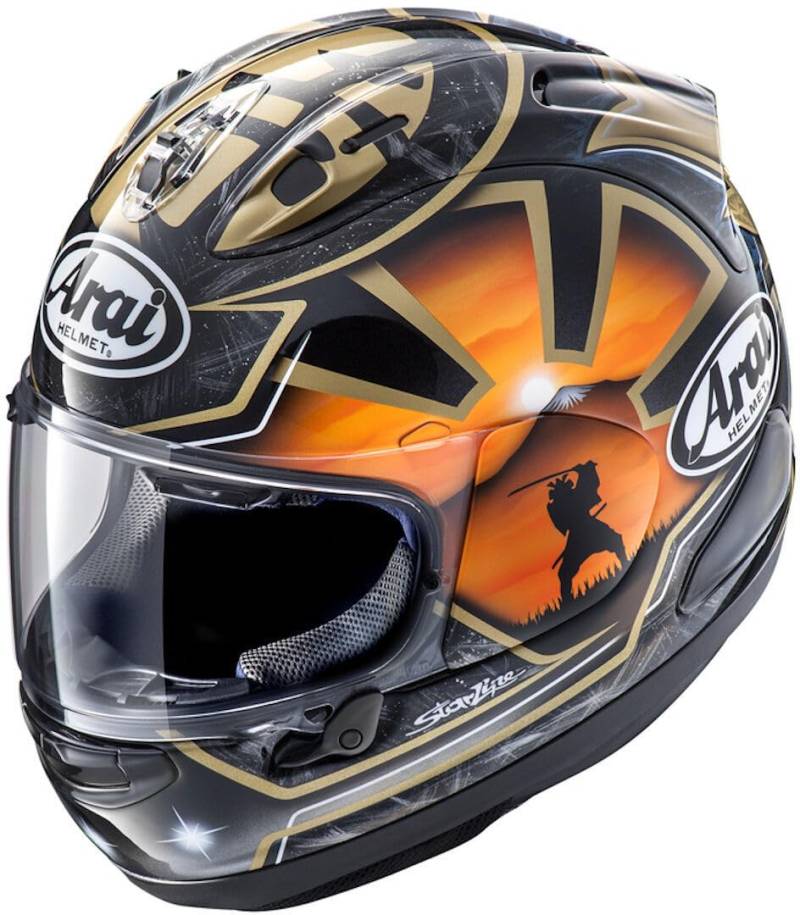 Arai RX-7V Evo Pedrosa Spirit Helm (Black/Gold,S (55/56)) von Arai