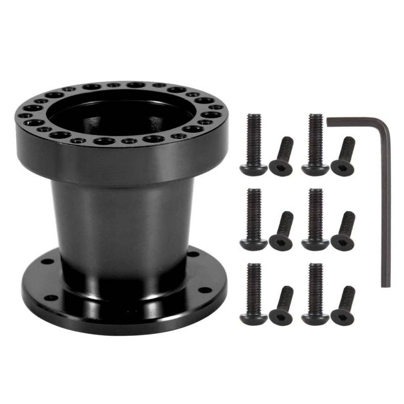 3 Zoll Universal Auto Lenkradnabe Aluminium Spacer Lenkradnabe Adapter Kit 2 Farben(Schwarz) von Aramox