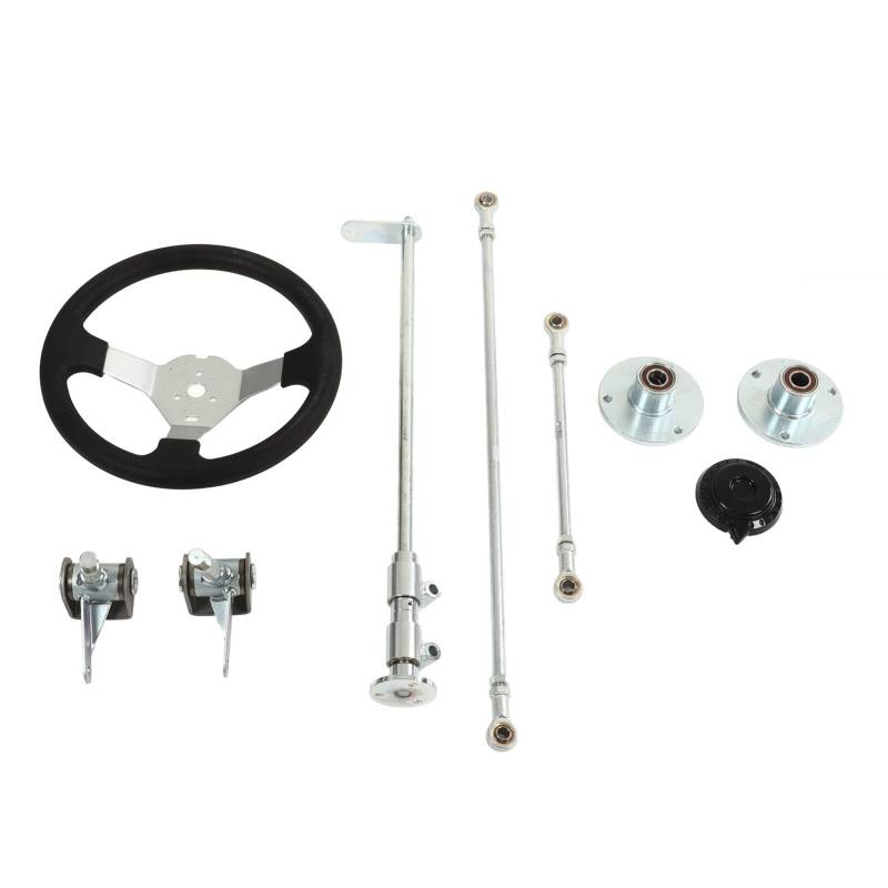 300 Mm Go-Kart-Lenkrad-Set, Inklusive Spurstange, Kugelgelenk, Zahnstange und Wellen-Set, Geeignet für 100 cm³, 125 cm³, 140 cm³, 150 cm³ Go-Karts und Quads von Aramox