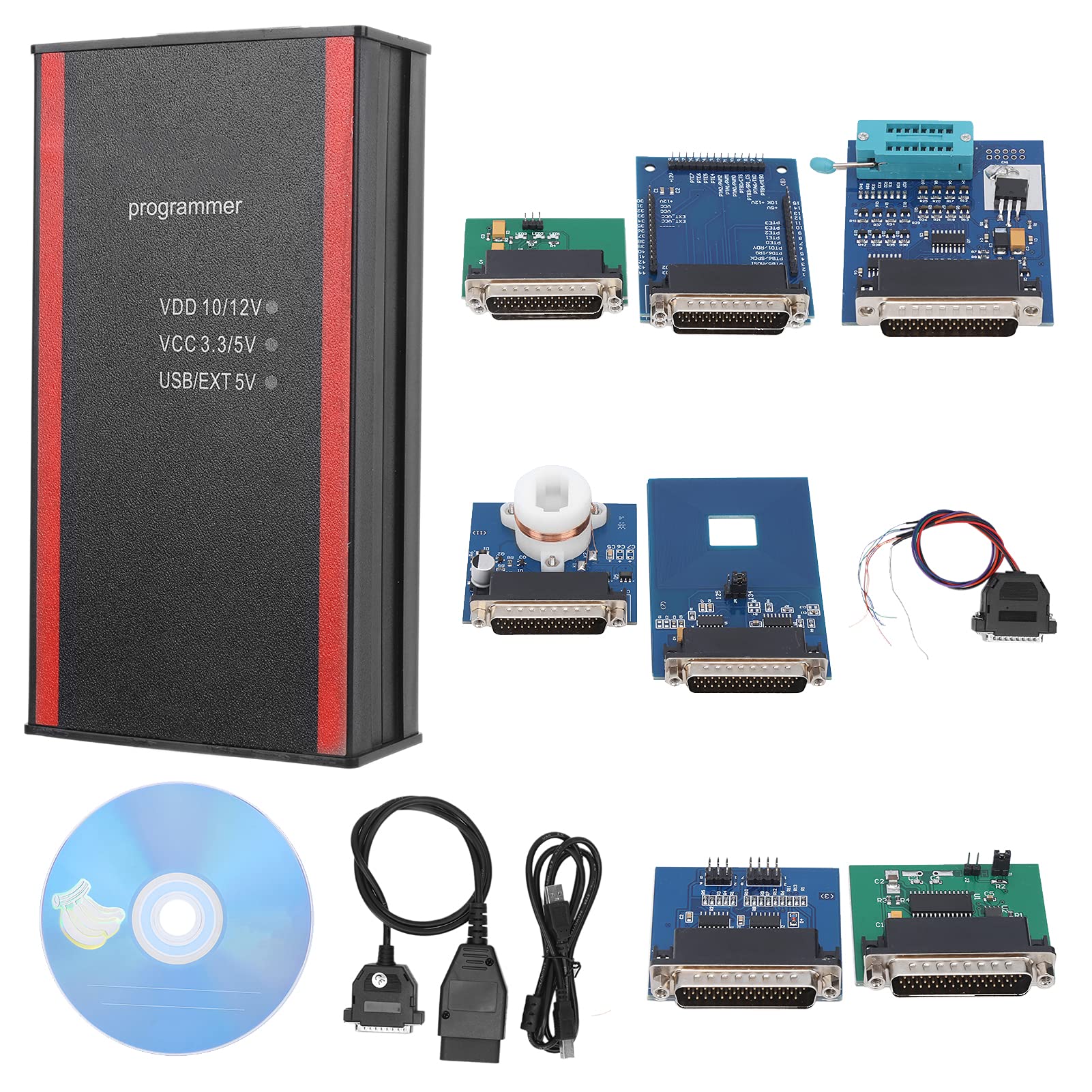 Aramox 12PCS/Set Metal & Rubber Auto Programmer Kit, Programmiereinheit Programmierwerkzeug Gerät mit Vollständigen Adaptern, Passend für IPROG Pro 2019 V85 für XP/Vista/7/8 von Aramox