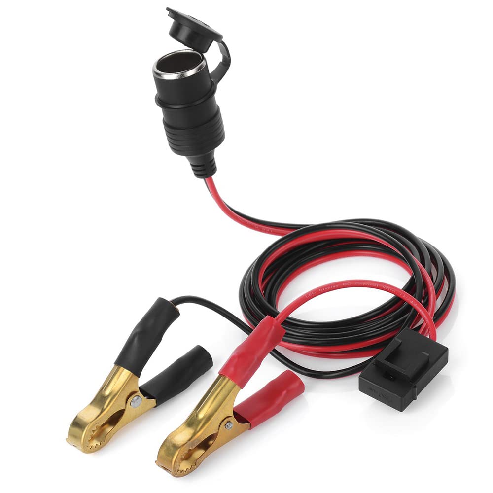 Aramox 12V24V Weibliche Autos Zigarette Leichter Steckdose an Batterie-Alligator-Clips-Stecker 2FT-Autokablade, Autosicherung 25a, UL SPT-2 16AWG/2C-Kabel mit 25A-Sicherung für von Aramox