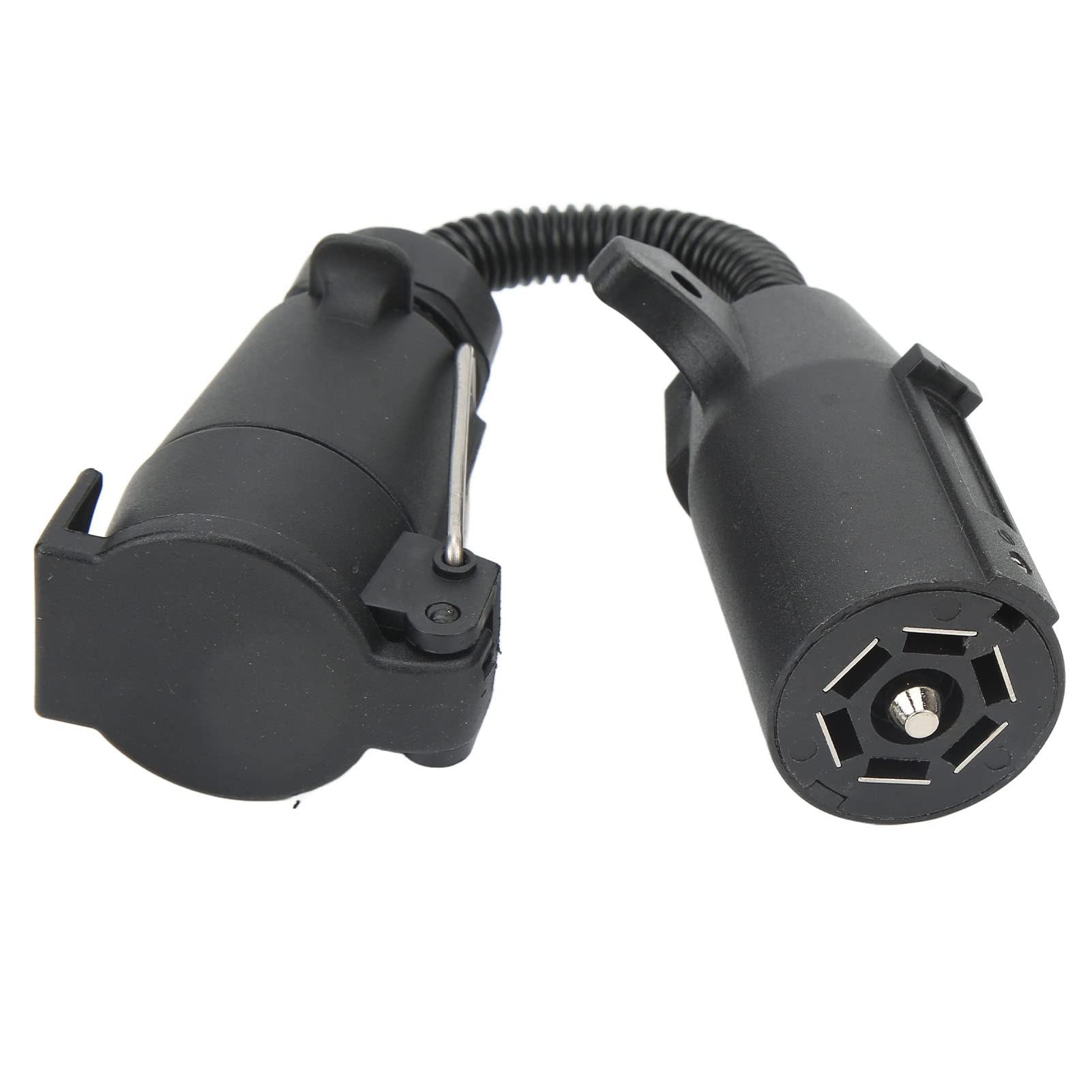 Aramox 7-Wege-Anhängerstecker-Adapter, Runder Anhänger-Verdrahtungsstecker 7-polige Europäische Steckdose auf 7-poligen Amerikanischen Stecker Stromumwandlungszubehör für Wohnmobil-LKW von Aramox