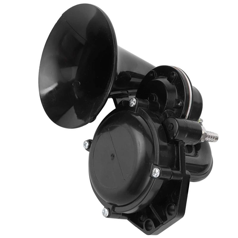 Aramox Air Horns, Universal Metal + ABS Schnecke Horn Schwarz Fanfare 12/24V 4A 120dB Lufttrompete für Auto LKW Bus Van Train Schwarz von Aramox