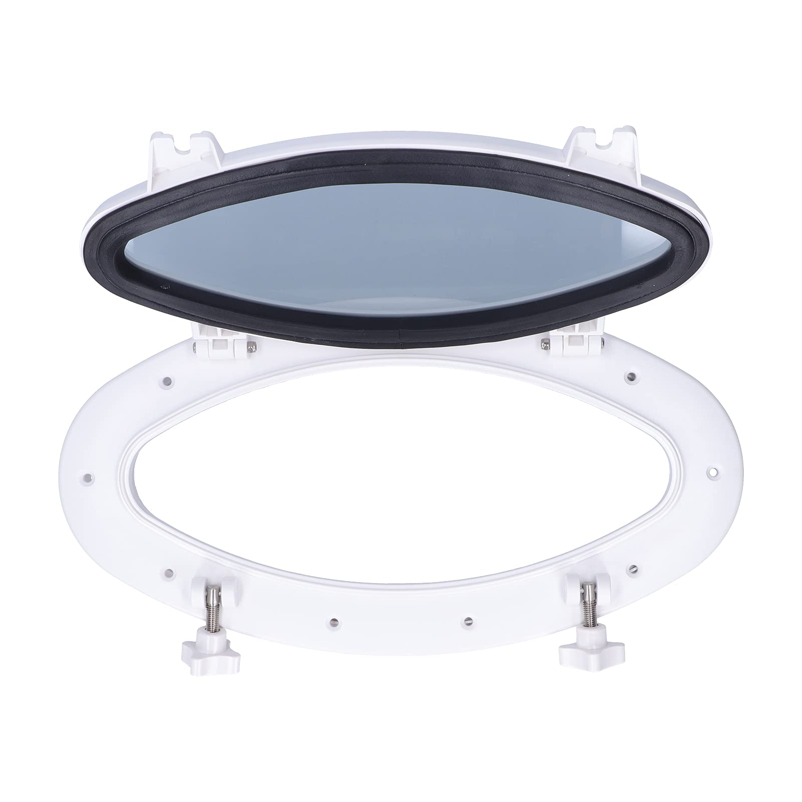 Aramox Boat Bullauge, 316 Edelstahl Oval Portlight Gehärtetes Glas Öffnungsfenster Weiß für Marine Boat Yacht RV 16 X 8‑5 / 8in von Aramox