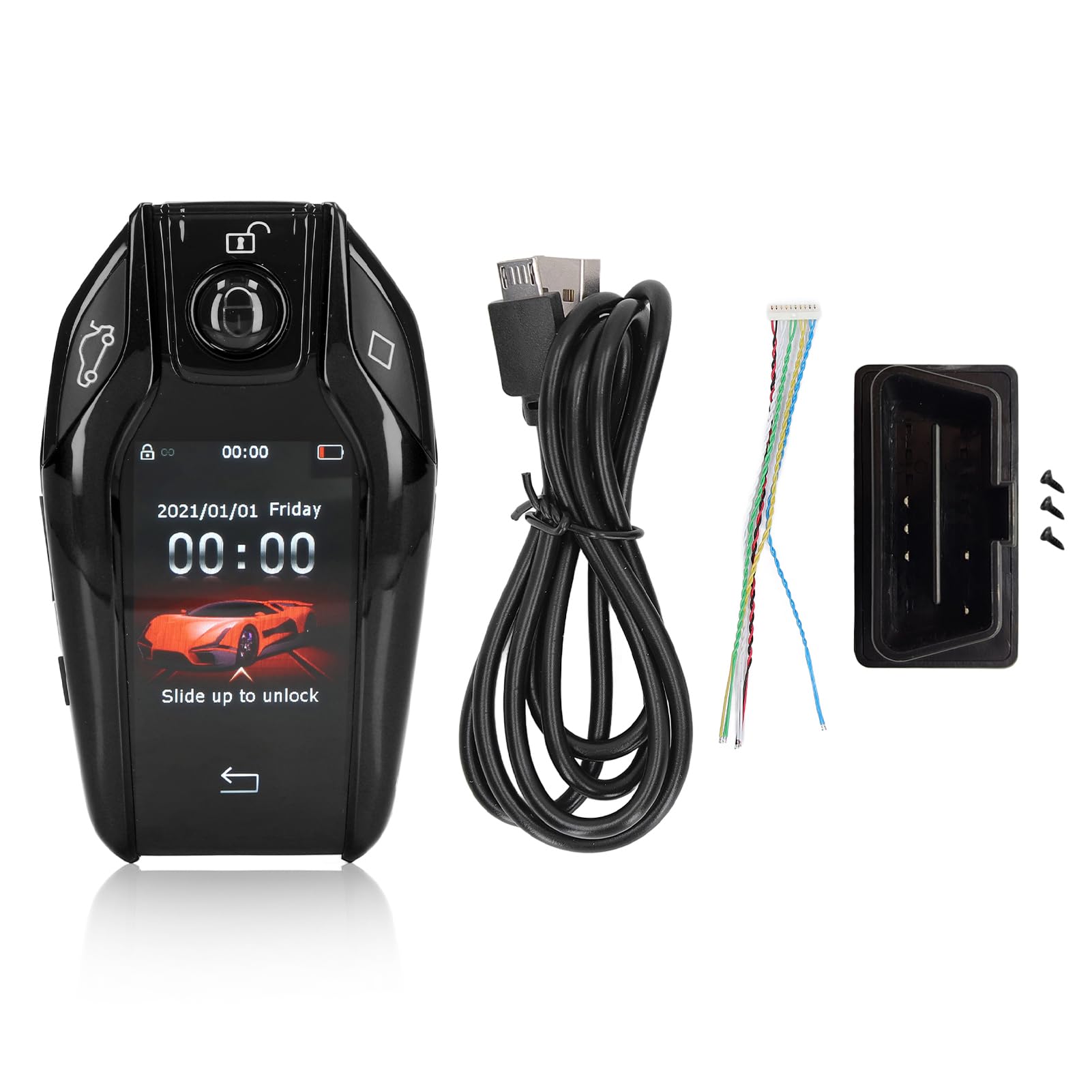 Aramox LCD-Bildschirm Smart Key, Universal Tk800 und LCD-Touchscreen Smart Key Remote Keyless Entry für Alle Modelle mit Start-Stopp-Motortaste (Schwarz) (Schwarz) von Aramox