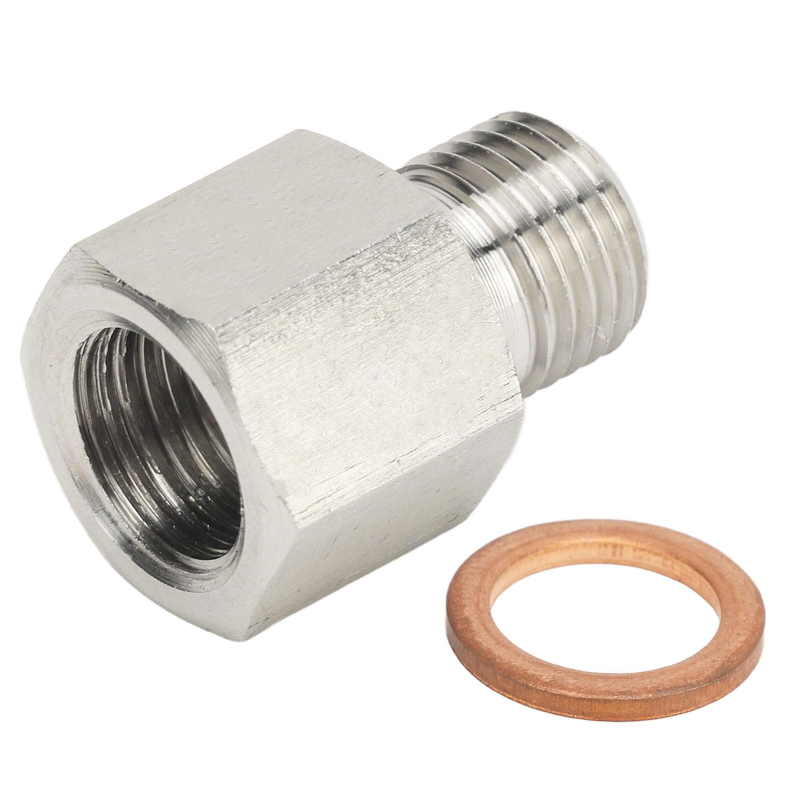 Aramox Manometer-Sender-Adapter, Auslaufsicher, Edelstahl, 1/8 Zoll NPT-Innengewinde auf M10 X 1,0 Außengewinde-Adapter mit Dichtung, Sorgt für Genaue Druckmessungen von Aramox