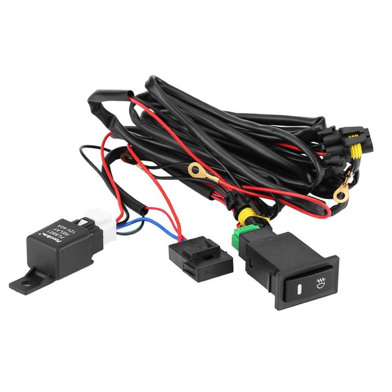 Aramox Nebelscheinwerfer Schalter Kabelsatz 12 V Universal Auto LED Nebelscheinwerfer Ein/Aus-Schalter Kabelbaum Sicherungsrelais Kit von Aramox