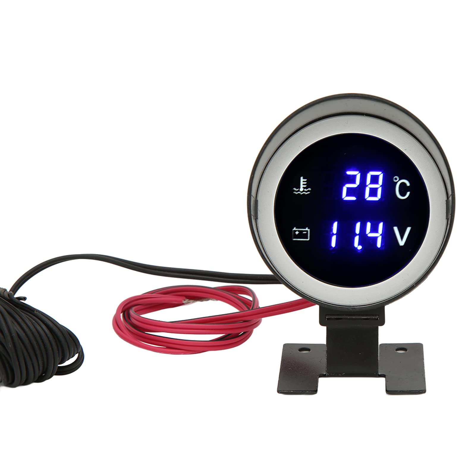 Aramox Runde Wassertemperaturanzeige, Runde Digitale Wassertemperaturanzeige LED-Voltmeter DC 9V-36V mit Blauem Licht für Auto-Motorrad-ATV von Aramox