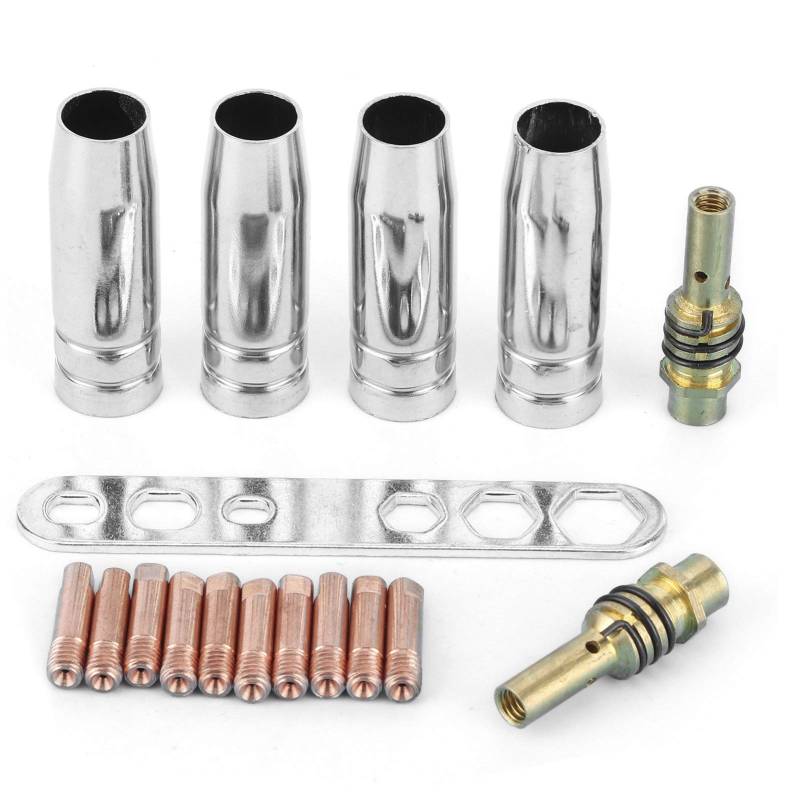 Aramox Schweißbrennerdüse Passend für 15AK, 17 Stück/Set Schweißbrennerdüsen-Kit 0,8 mm MIG MAG Düsenhalter von Aramox