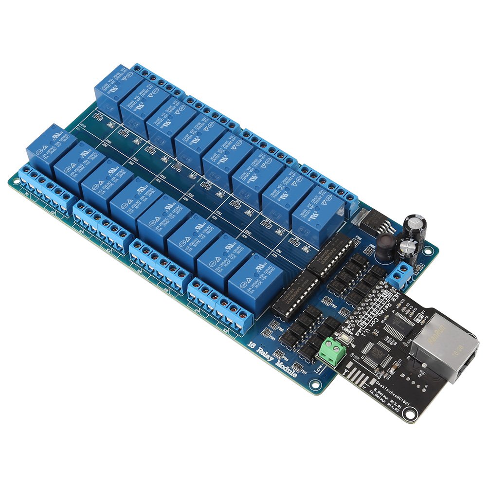 Aramox WEB Server-Steuermodul, RJ45-Port + 16-Kanal-Relais-Ethernet-Steuermodul LAN WAN-Netzwerk-WEB-Server von Aramox