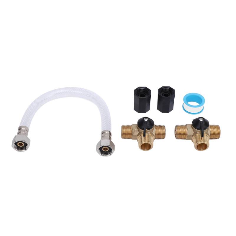 Aramox Wohnmobil-Warmwasserbereiter-Bypass-Kit, 12-Zoll-verstärkter Schlauch, Messing-T-Ventile, Rohrverschraubungen und Dichtungsband-Set von Aramox