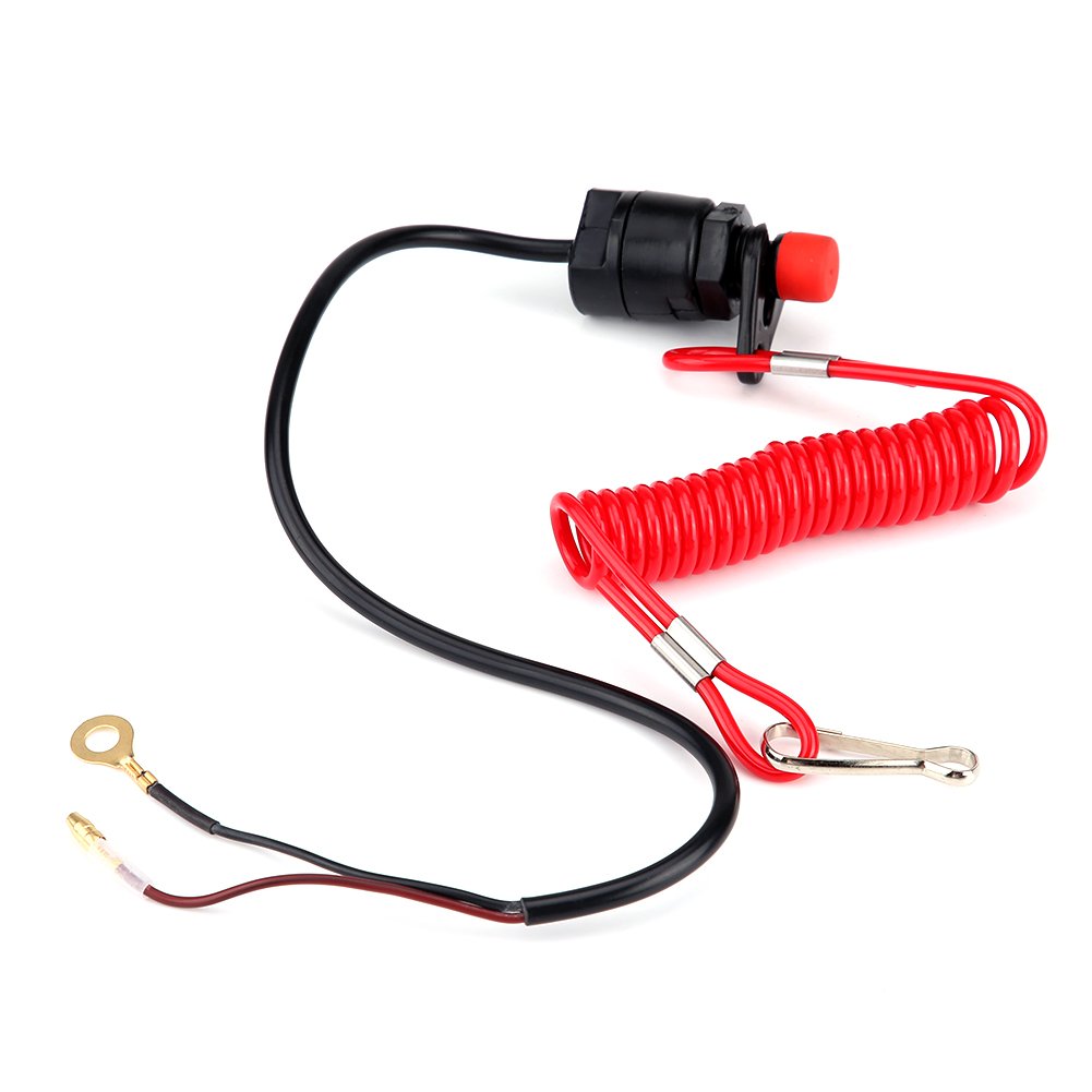 Aramox Außenbordmotor Zündung Tether Kill Switch Kit 12 V DC Motorrad Außenborder ATVS Rasenmäher Notmotor Kill Stop Schalter Kabellänge 50 cm von Aramox