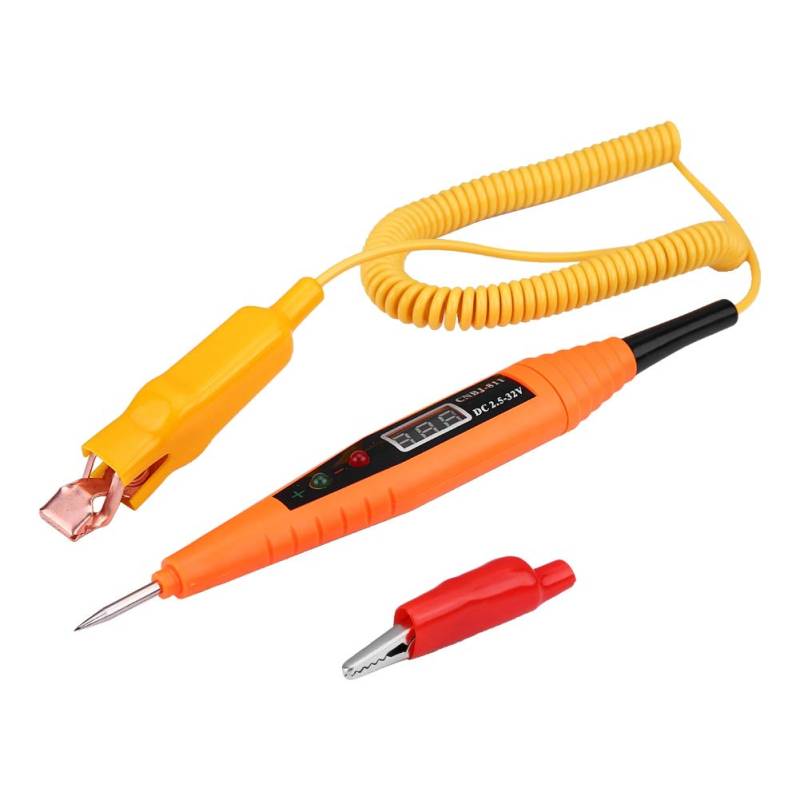 Auto Leitungstester 2.5-32V Auto Digital Circuit Tester Kit, Voltmeter Aktivierung Komponenten Werkzeuge digitaler elektrischer Diagnosestift, Power Probe Voltage Test Tool mit Klammern von Aramox