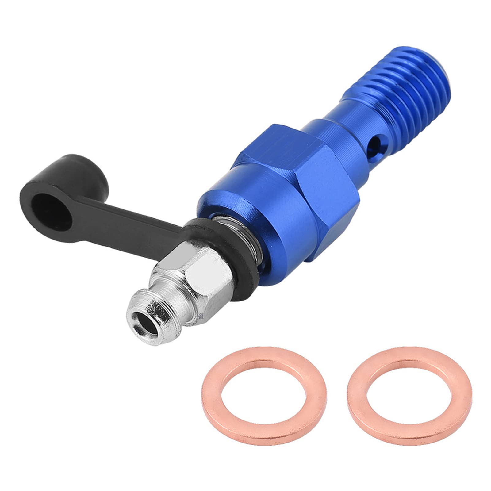 Banjo Bolt Bleed Schraube,M10x1.0mm Motorrad Hauptbremszylinder Bremssattel Entlüftungsschraube Nippel Hohlschraube und Staubkappe(Blue) von Aramox