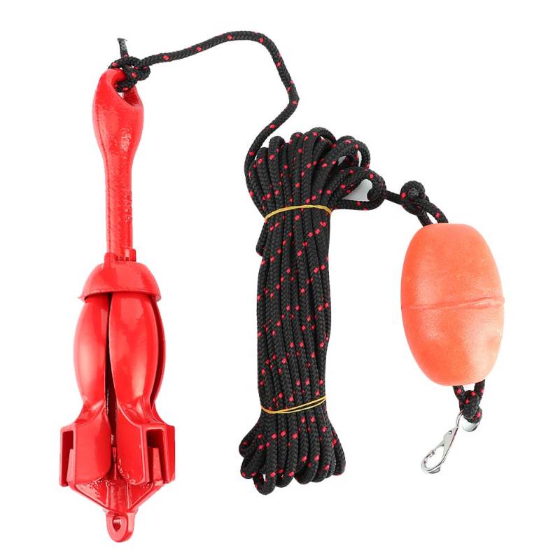 Boot Hardware Teile, Bootsanker-Kit, Faltbare Anker Kit 1,5 kg Roter Universal Edelstahl Grapnel für kleine Boote, Yachten, Jollen, Kajaks, Jetski, Kanus von Aramox