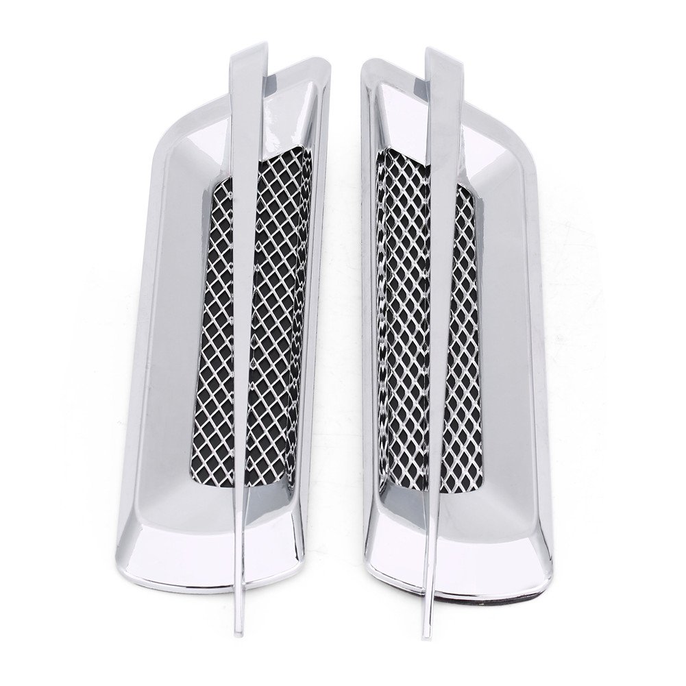 Car Side Gill Luftstrom Vent Dekor Kühlergrill Trim, 2ST Auto Side Air Flow Intake Kühlergrill Vent Net Loch Abdeckung dekorative Aufkleber Universal(Universal Silver) von Aramox