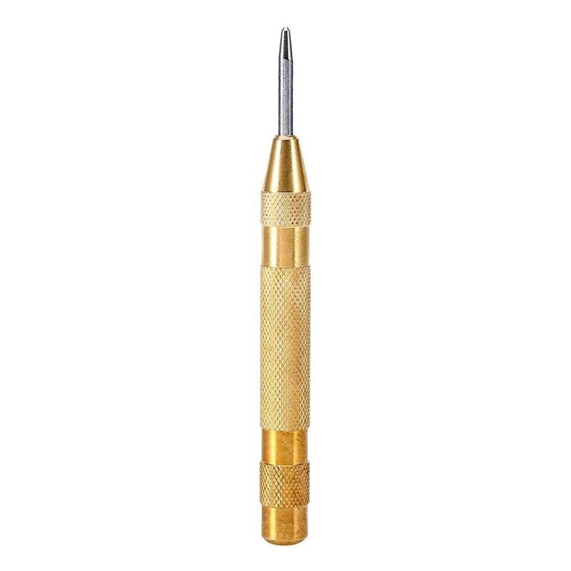 Center Punch, halbautomatisches Hochgeschwindigkeitsstahl-Stanzwerkzeug aus Stahl 127 mm / 5 Zoll mit federbelastetem Messinggehäuse mit HSS-Spitze von Aramox