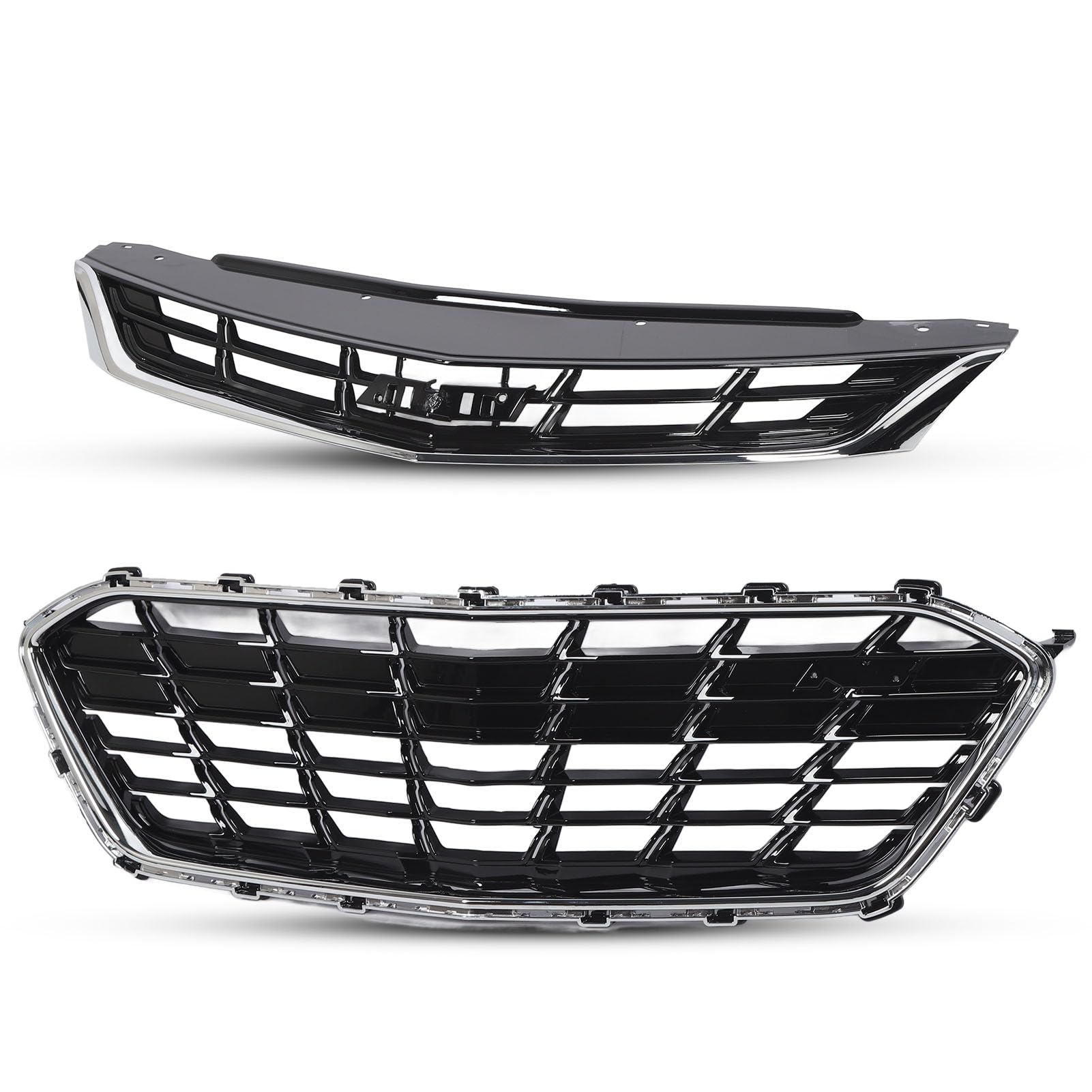 Cruze Premier RS ​​2016–2019 Frontgrill-Set, Chrom, ABS, 84189613, 84009674 von Aramox