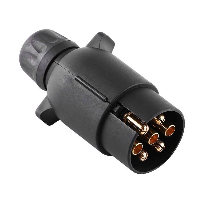 Elektrischer Anhängerstecker, 12V 7-poliger elektrischer Anhängerstecker N-Typ Kunststoff 7-poliger Kabelsteckeradapter Schwarz von Aramox