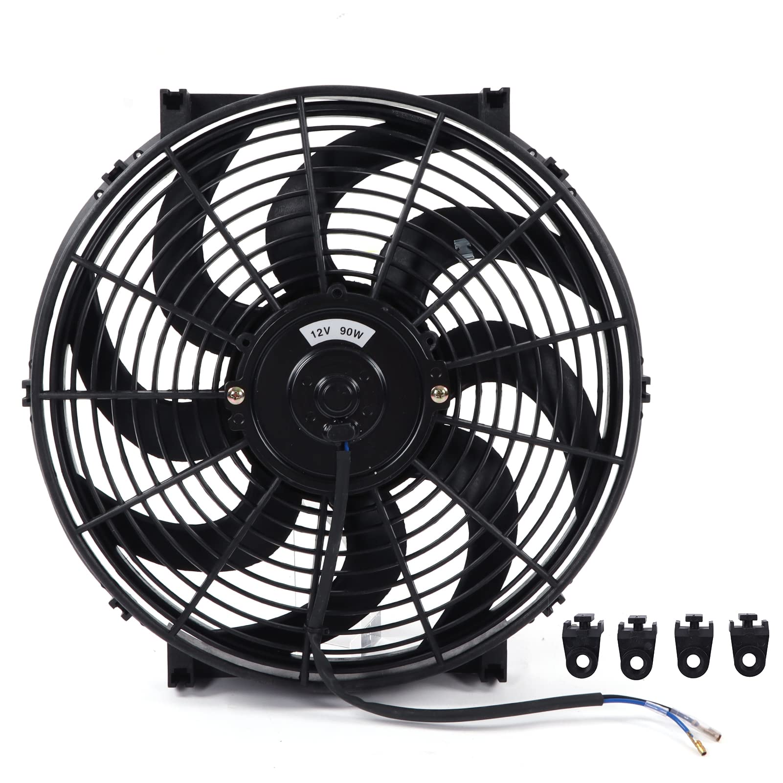 Aramox 14 Zoll Universal Elektrischer Kühlerlüfter 12V 90W Slim Fan Push Pull, 2250 U/min, 900 CFM, Kunststoff, für Desktop, LKW, Van, Anhänger, Wohnmobil, Pickup von Aramox