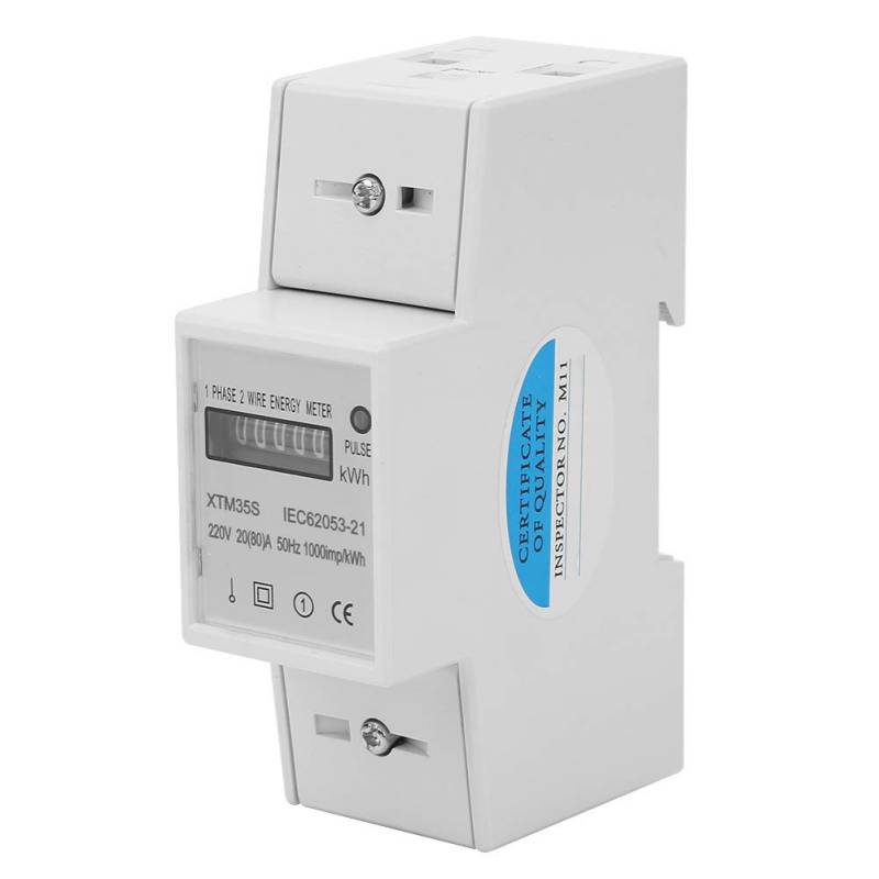 KWh-Messgerät, digitales 1-Phasen-2-Draht-2P-DIN-Schienen-220-V-Stromzähler Elektronisches KWh-Messgerät (20 (80) A) XTM35S von Aramox