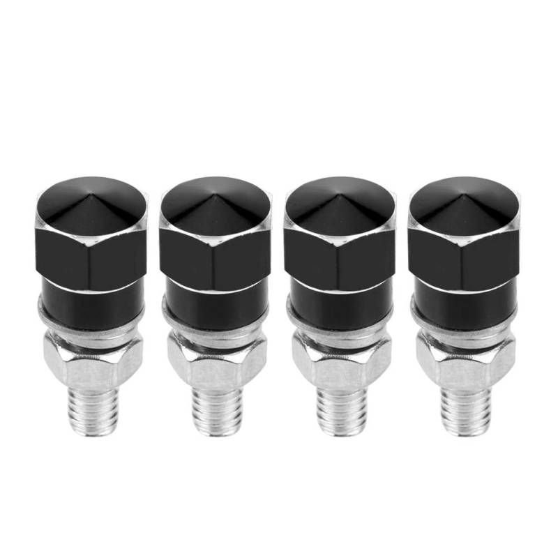 Kennzeichenrahmenschrauben, Schrauben für Nummernschildrahmen, 4pcs Universalgewinde Kfz-Kennzeichenrahmenschrauben für Motorrad, Schwarz/Silber/Blau/Rot/Gold(Schwarz) von Aramox