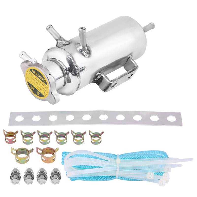 Kühlflüssigkeitsbehälter 350 ml Kühlmitteltank Aluminium Auto Motor Kühler Kühlwasser SUV Überlauf Catch Tank Cooler Kühlmittelbehälter Kit Universal von Aramox