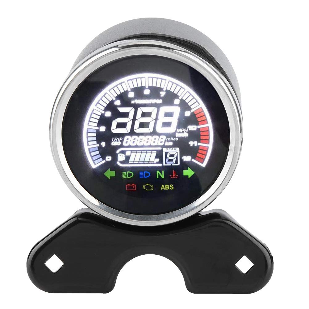 LCD-Display, Motorrad-Kilometerzähler, Tachometer, Drehzahlmesser, Robust, Kompakt, Klare Ablesung, Einfache Installation, Metall, PVC-Kunststoff, CG-125 GN125 Motorrad von Aramox