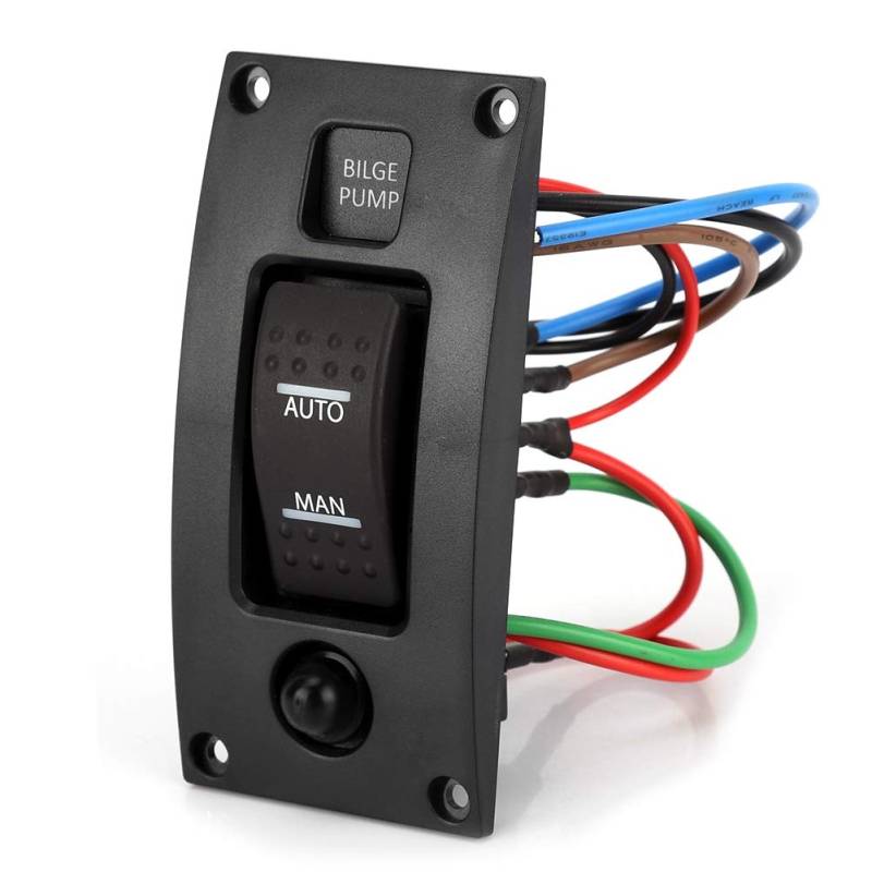 LED Rocker Bilge Pump Switch Panel Deluxe ON OFF Circuit Breaker Waterproof Black für Marine Automotive von Aramox