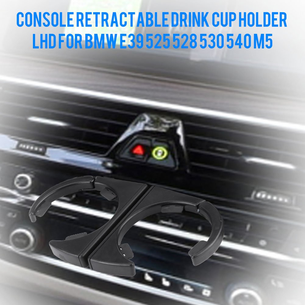 LHD Autokonsole Doppelbecherhalter, Einziehbarer Konsolen-Getränkebecherhalter für E39 525 528 530 540 M5 51168190205 von Aramox