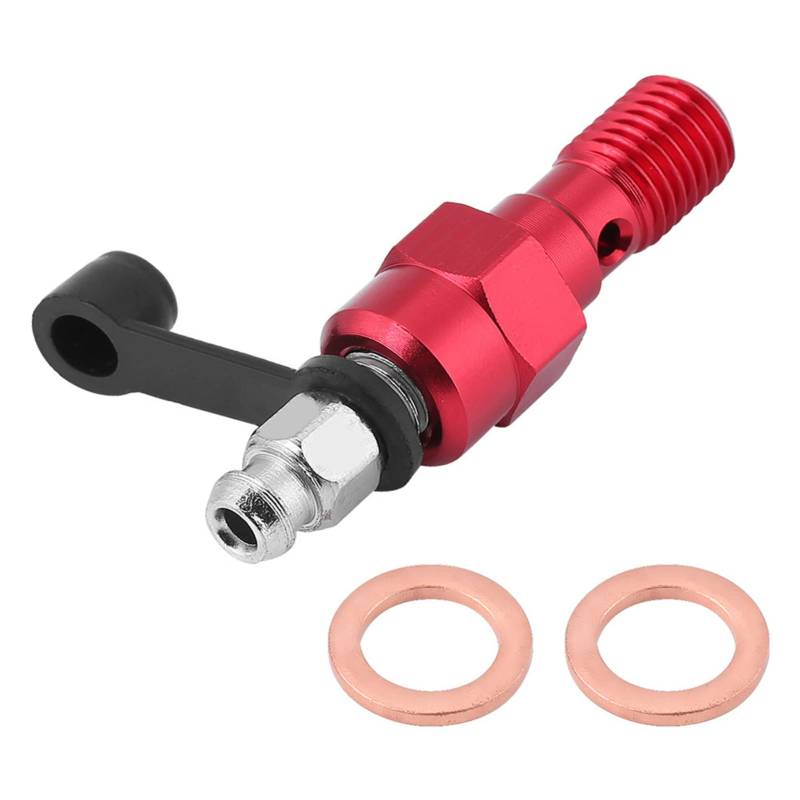 M10x1.0mm Motorrad Hauptbremszylinder Bremssattel Entlüftungsschraube Nippel Hohlschraube und Staubkappe(Red) von Aramox