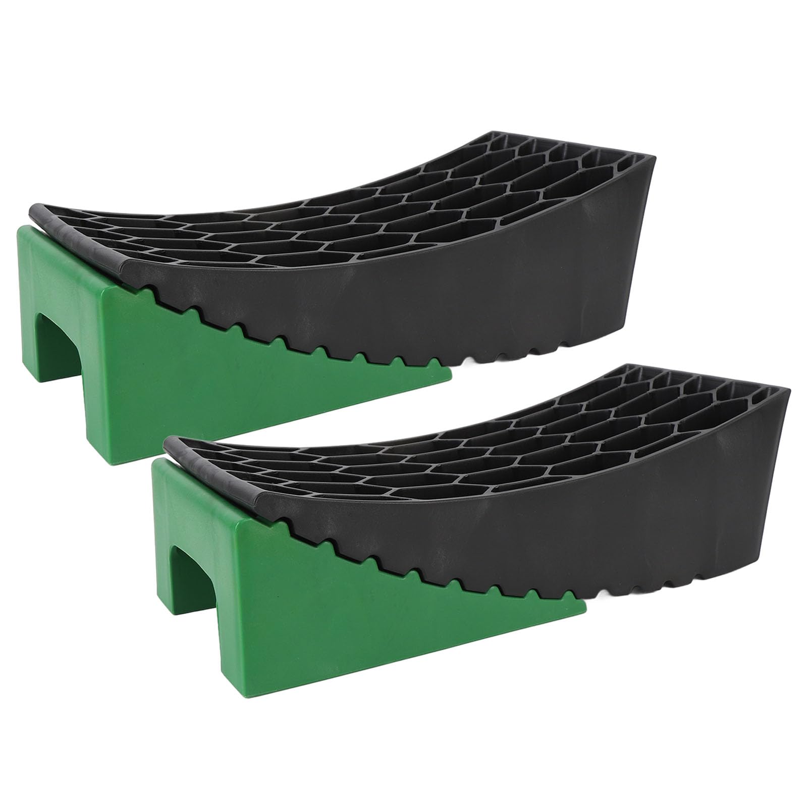 Motorhome, Curved Leveler, RV Leveling Blocks 2 Packs for Dual Axle Tandem Wheel Travel Trailer Include 2 Curved Leveler Ramp, 2 Chock, 2 Rubber Mat, 1 T Bubble Level, 1 Carry von Aramox