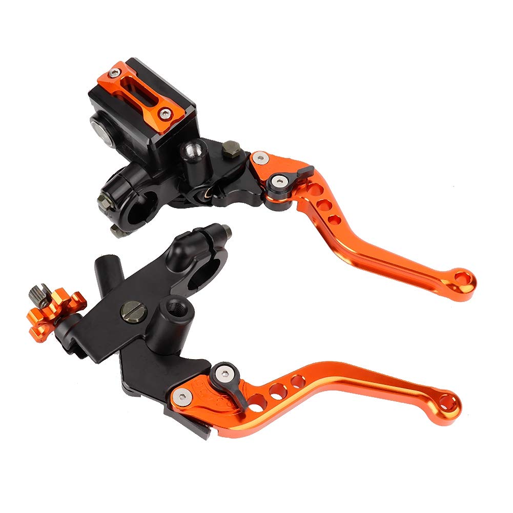 Motorrad Hauptbremszylinderhebel, Hydraulische Lenkerbremszylinder Master Paar von 7/8 "(22mm) Universal-Bremszylinder für Hauptbremszylinder und Hauptbremszylinder (Orange) von Aramox