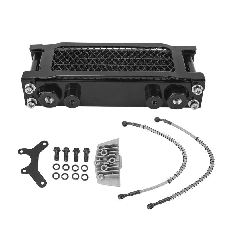 Motorrad-Ölkühler-Kit, Aluminium, 4 Reihen, Hocheffizienter Motorkühler-Kit, Motoröl-Kühlkühler für Monkey 125 50 Cc Bis 150 Cc Dirt Pit Bike (BLACK) von Aramox