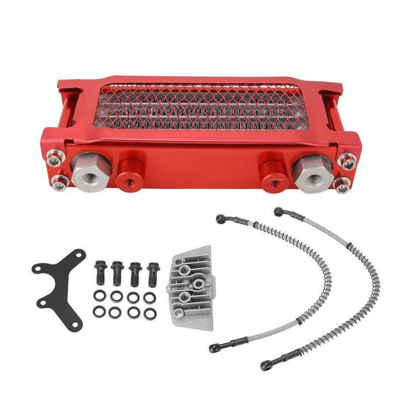 Motorrad-Ölkühler-Kit, Aluminium, 4 Reihen, Hocheffizienter Motorkühler-Kit, Motoröl-Kühlkühler für Monkey 125 50 Cc Bis 150 Cc Dirt Pit Bike (Rot) von Aramox