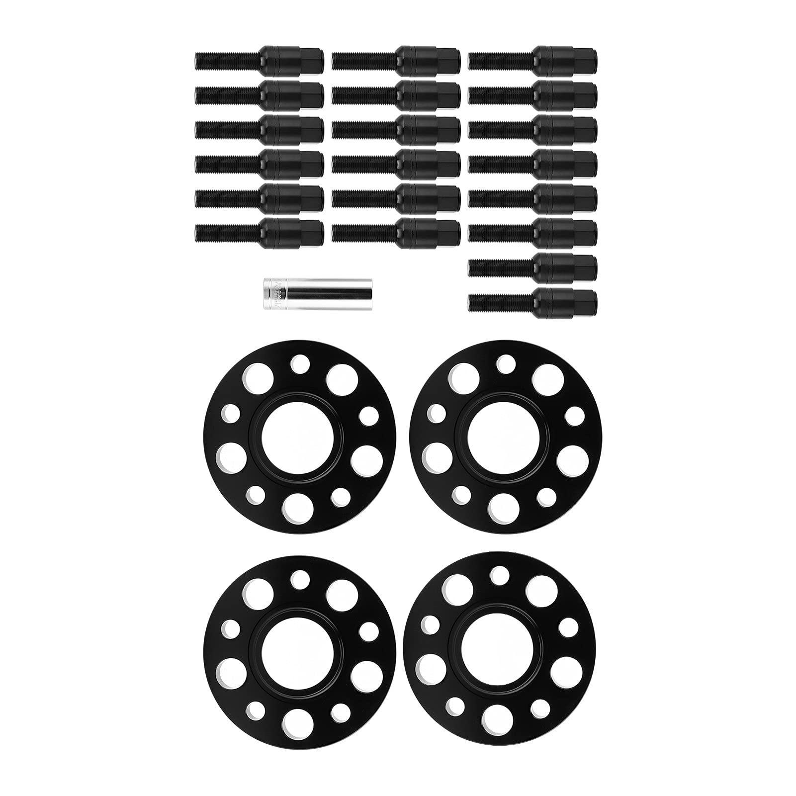 Nabenzentrierung Spurverbreiterungen, spurverbreiterung 20mm KFZ Nabenzentrierung Spurverbreiterungen Set PCD 5x112mm Ersatz für S4/S5/S6/SQ5/ALLROAD/A7(Schwarz) von Aramox