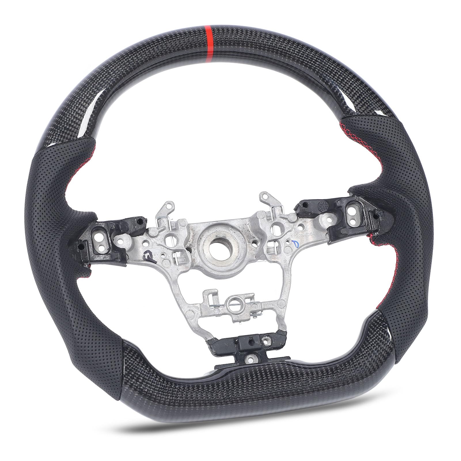 Racing Steering Wheel, Carbon Fiber, Perforated Leather, 12 o'clock Red Ring, Hand Grips für GR XP210 2021+, GR GZEA14 2023+ von Aramox