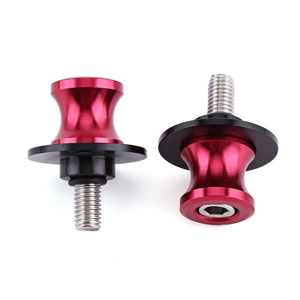 Swing Arm Spool, Motorrad CNC Rahmenschrauben, 2 Stück 6/8 / 10 mm Motorrad CNC Ständer Swing Arm Swing Arm Spulen Ständer Schwinge Spulen (8mm-rot) von Aramox