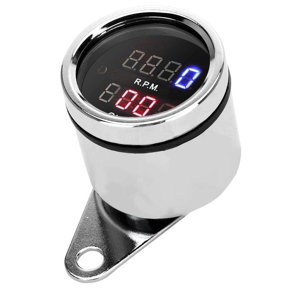 UNIVERSAL MOTORRAD DREHZAHLMESSER ZEITUHR ANZEIGE LED DIGITAL METER ALUMINIUMGEHÄUSE DC12V von Aramox