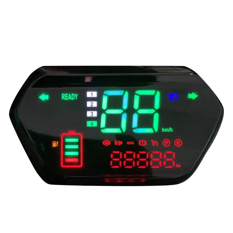 Universeller 60-V-LCD-Motorrad-Tachometer, Kilometerzähler, Drehzahlmesser, Digitalanzeige für Elektrische Motorräder von Aramox